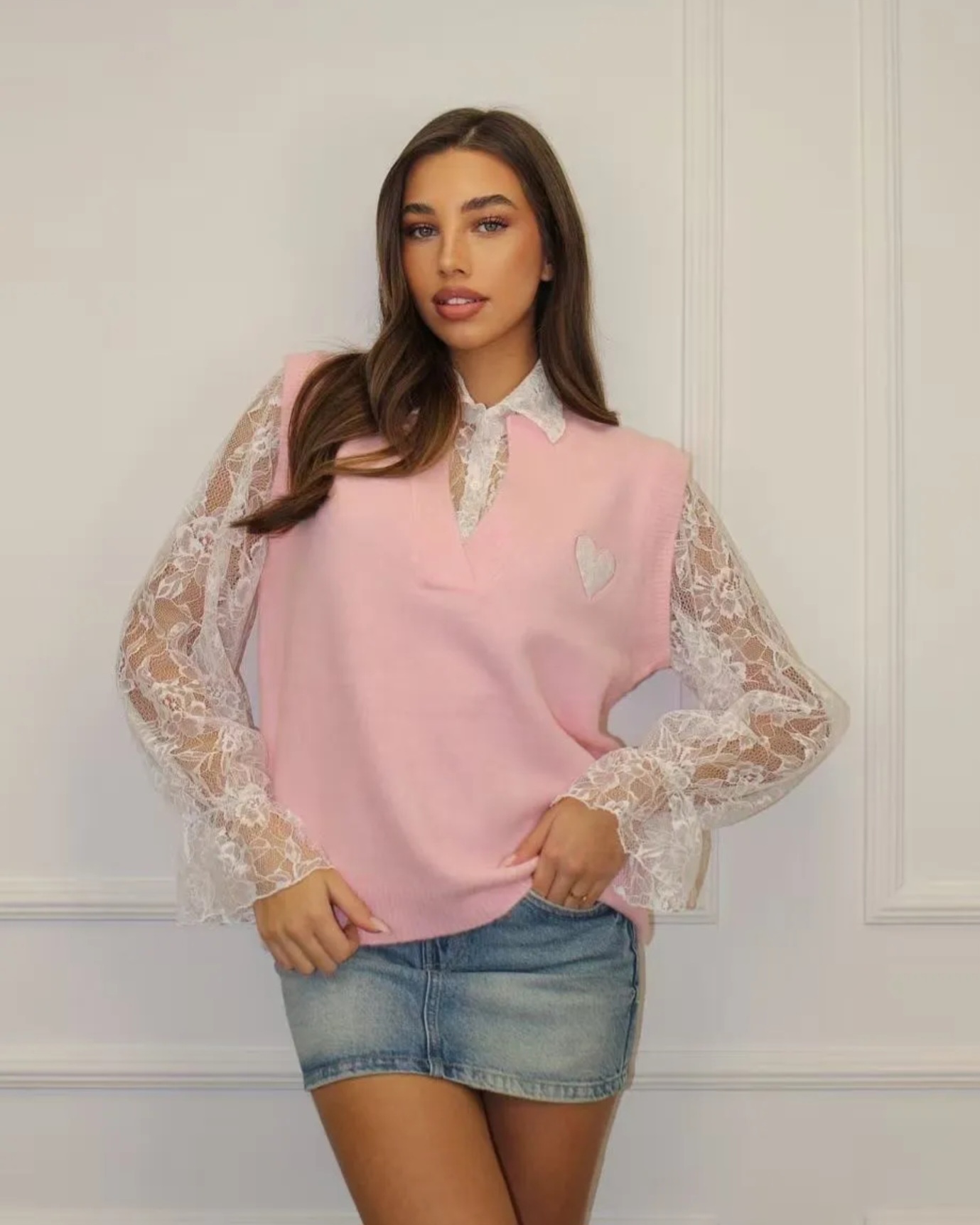Pullover/Vest lange mouwen-kant